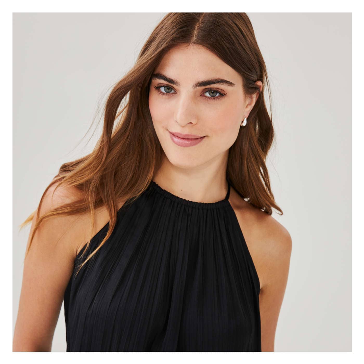 Crepe Satin Halter Top in JF Black from Joe Fresh